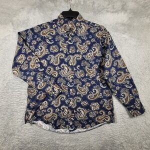 Natural Issue Shirt Mens Medium Button Down‎ Long Sleeve Paisley Print Blue